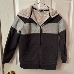 Lands' End Charcoal and Light Gray Kids Hoodie!SZ 7 LARGE! Good condition!